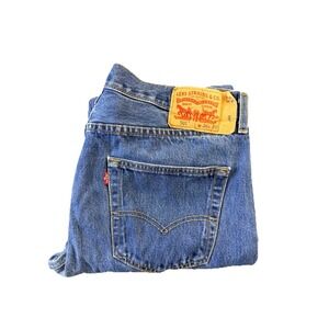 Levis 501 Mens Jeans 36x30 Light Wash Denim Straight Leg Classic Fit